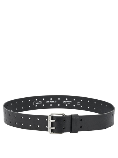 Carhartt Wip "Double Script" Leather Belt - Black