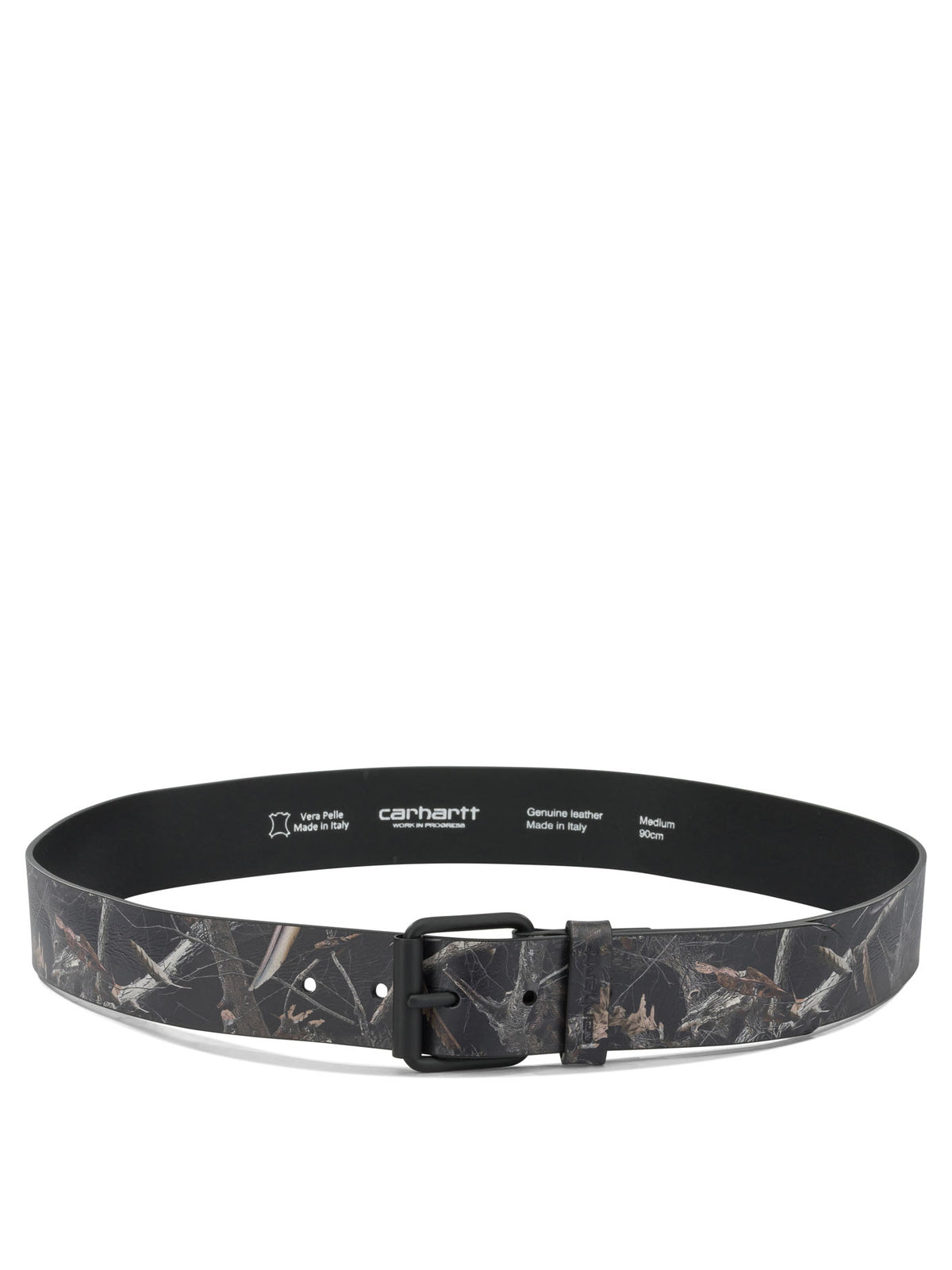 Carhartt Wip "Camo Feather Tree" Leather Belt - Black