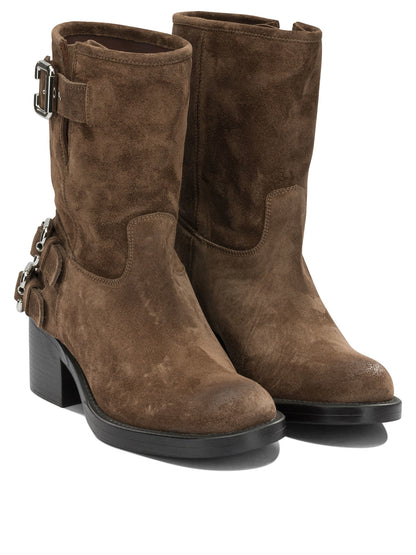 Chloé "Dakota" Pull-On Ankle Boots - Brown