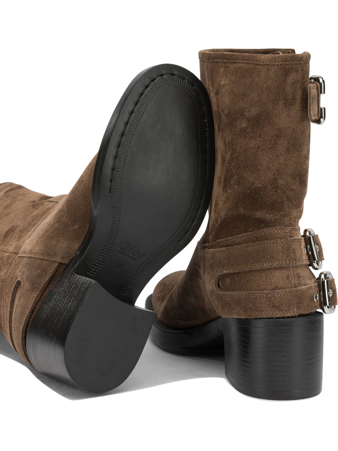 Chloé "Dakota" Pull-On Ankle Boots - Brown