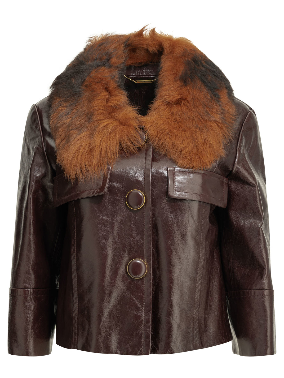Chloé Cropped leather jacket - Bordeaux