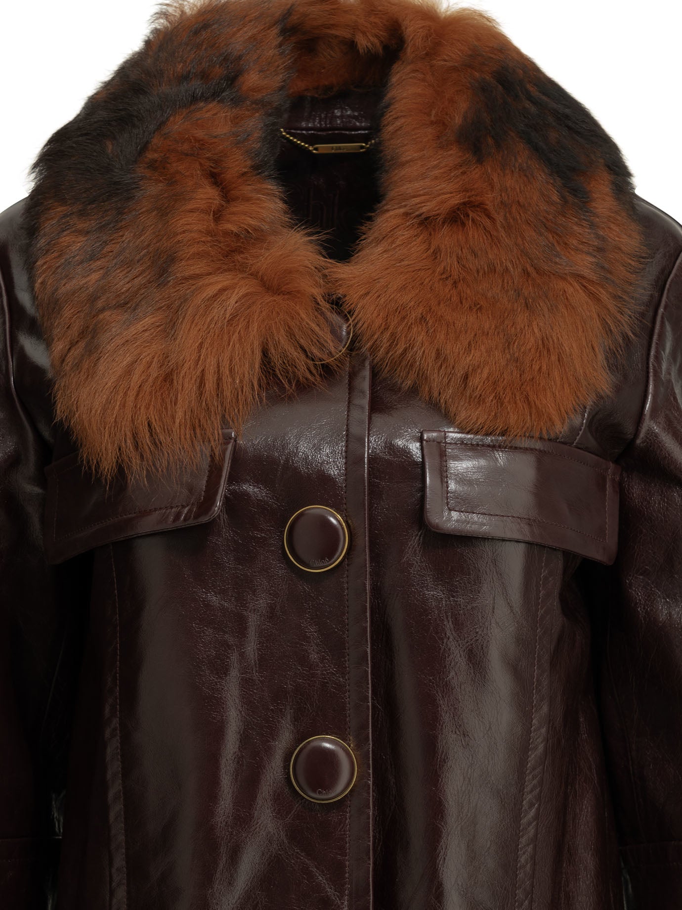 Chloé Cropped leather jacket - Bordeaux