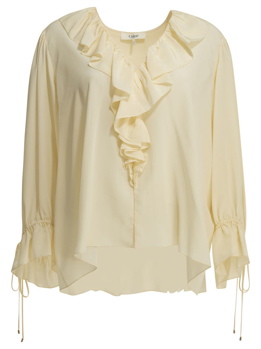 Chloé Silk blouse with ruffles - White