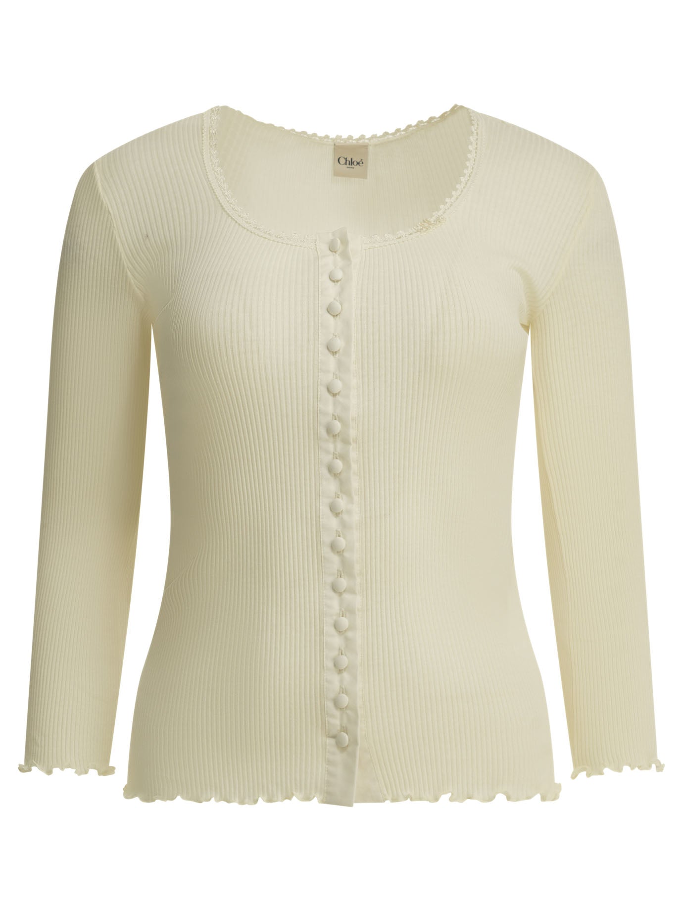 Chloé Fitted top made of cotton and silk jersey - White