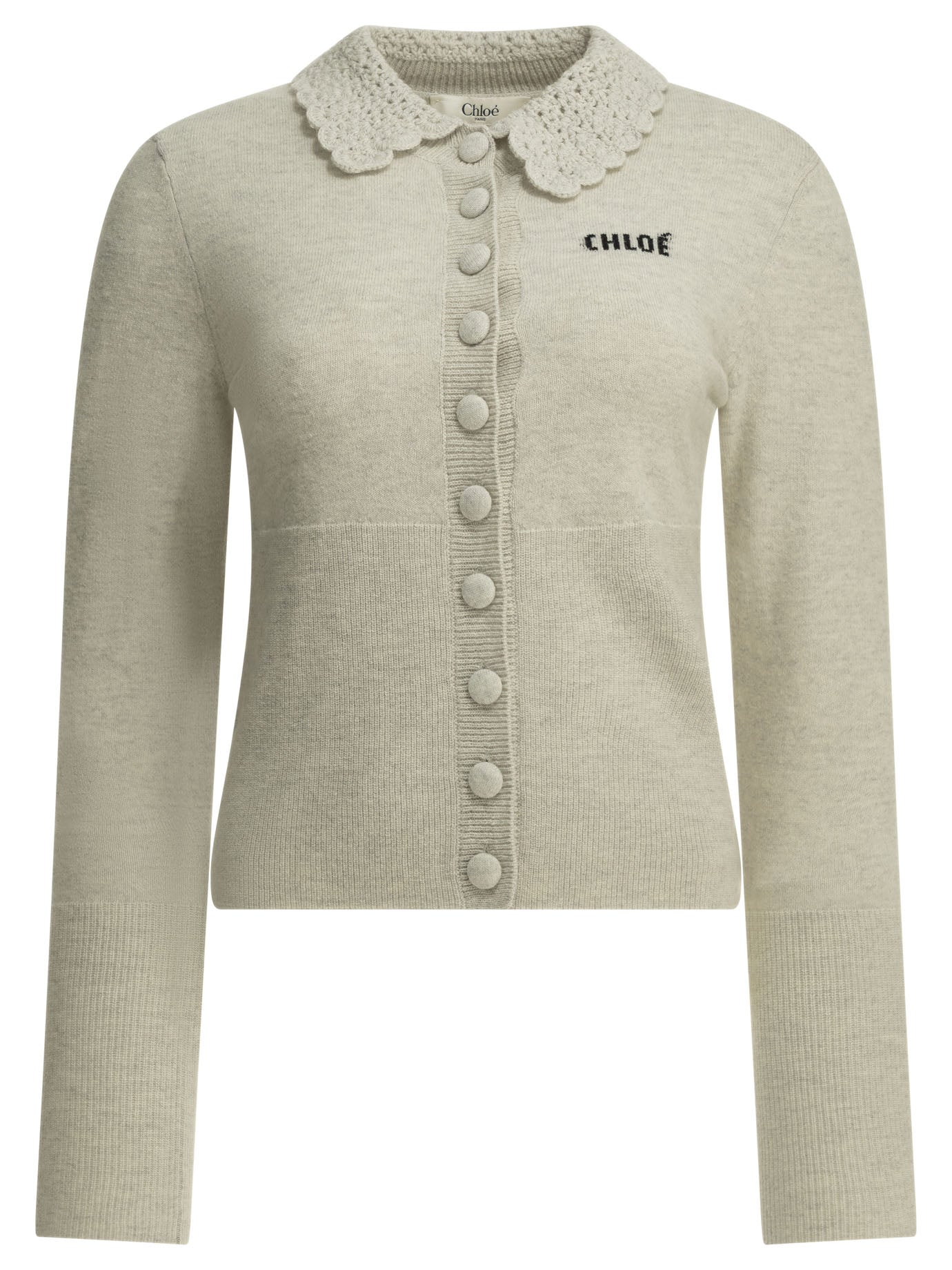 Chloé Polo Sweater with Logo - Grey