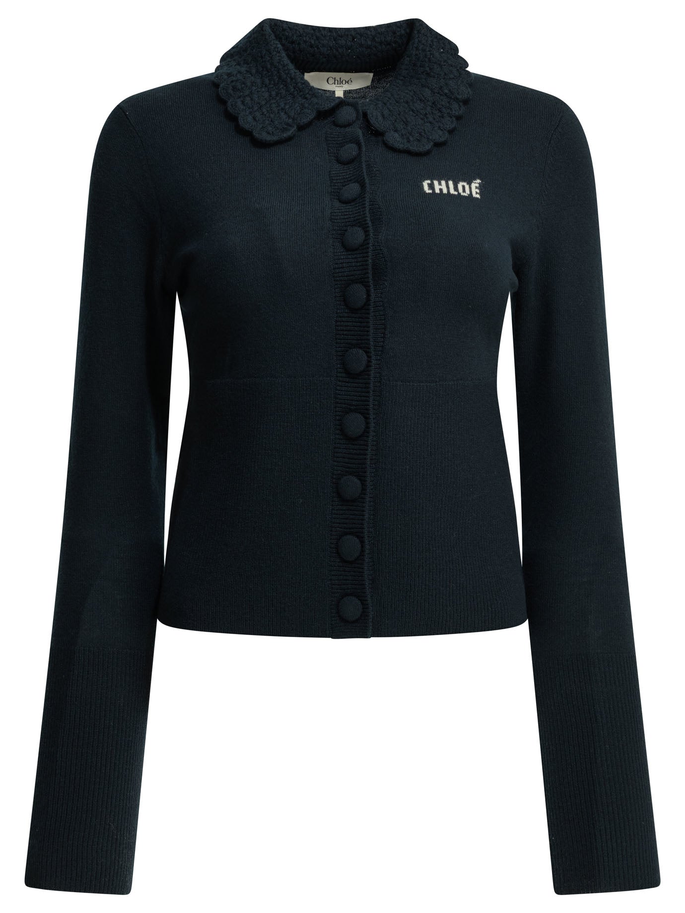 Chloé Polo Sweater with Logo - Blue