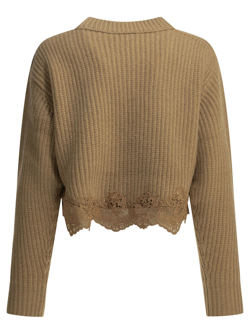 Chloé Crew-neck sweater with lace - Brown