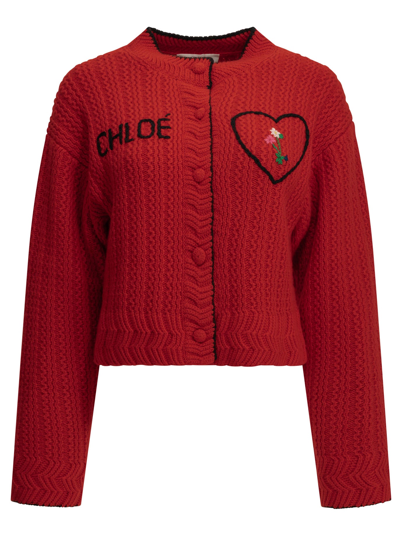 Chloé "Heart" Cardigan - Red
