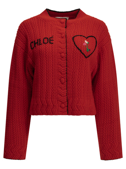 Chloé "Heart" Cardigan - Red