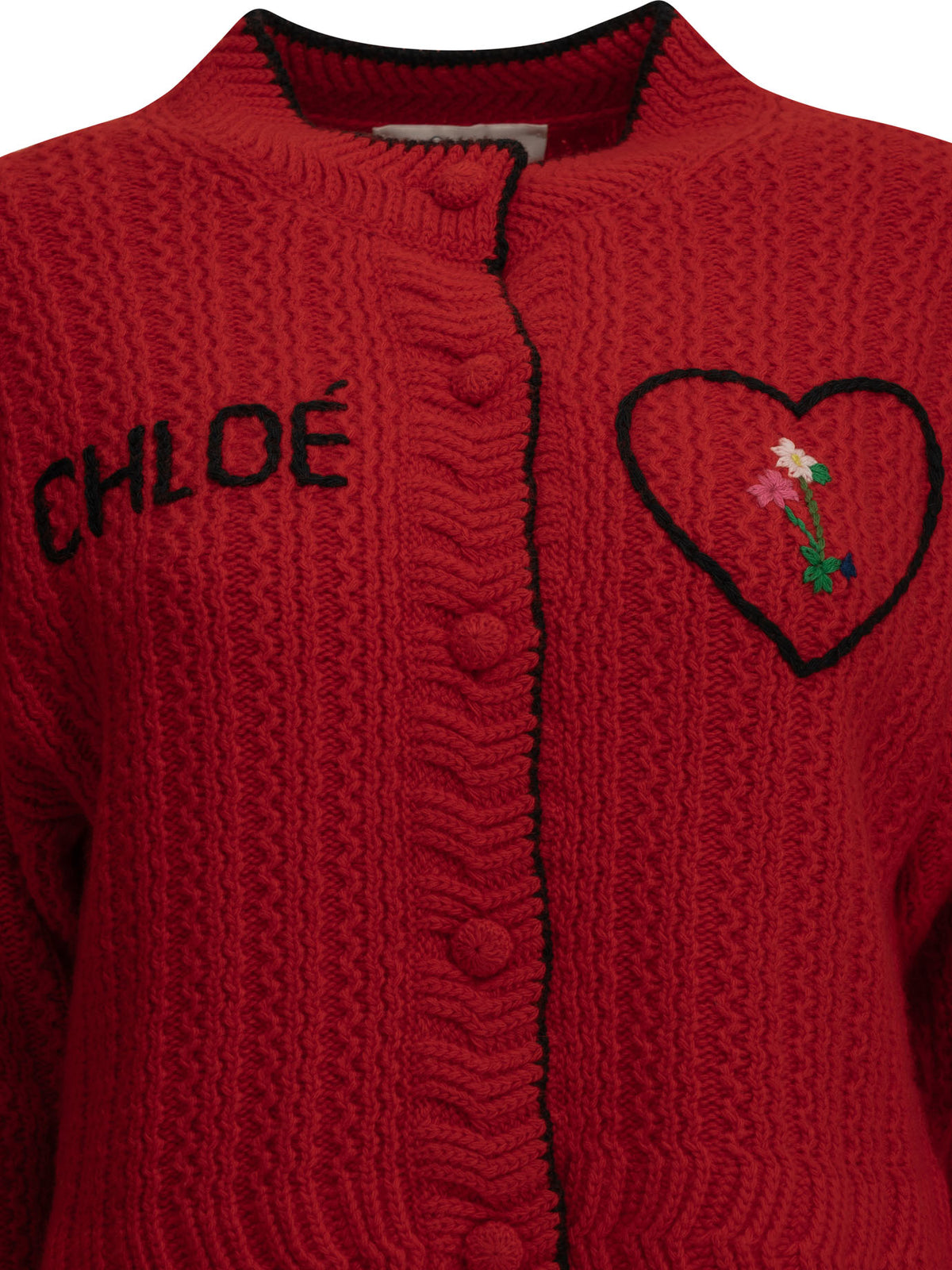 Chloé "Heart" Cardigan - Red
