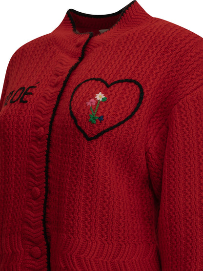 Chloé "Heart" Cardigan - Red