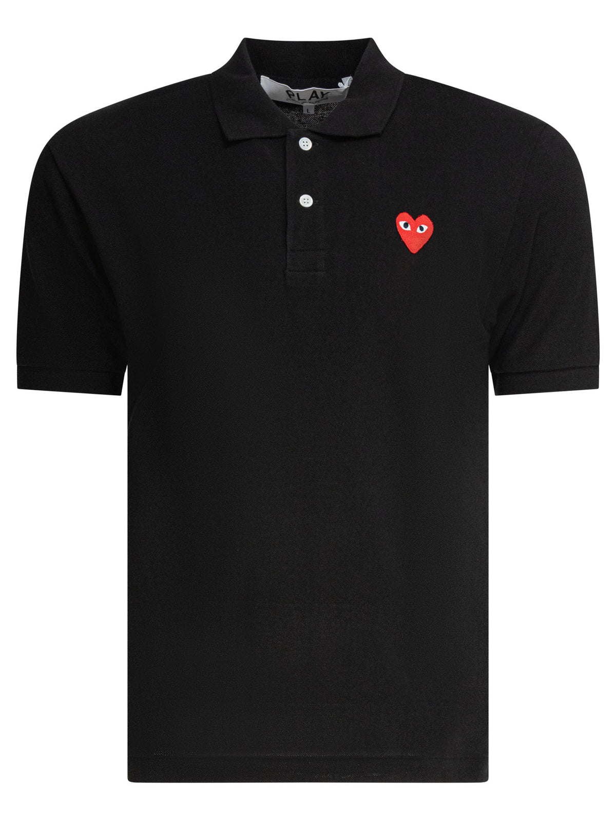 Comme des Garçons PLAY "Red Emblem" Button-Down Polo Shirt - Black