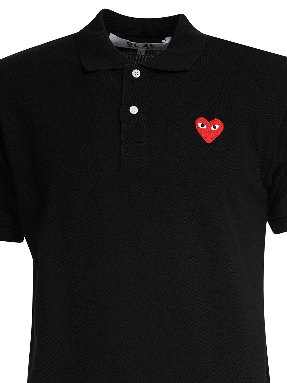Comme des Garçons PLAY "Red Emblem" Button-Down Polo Shirt - Black