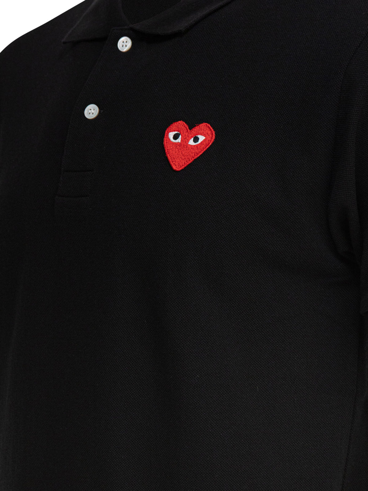 Comme des Garçons PLAY "Red Emblem" Button-Down Polo Shirt - Black
