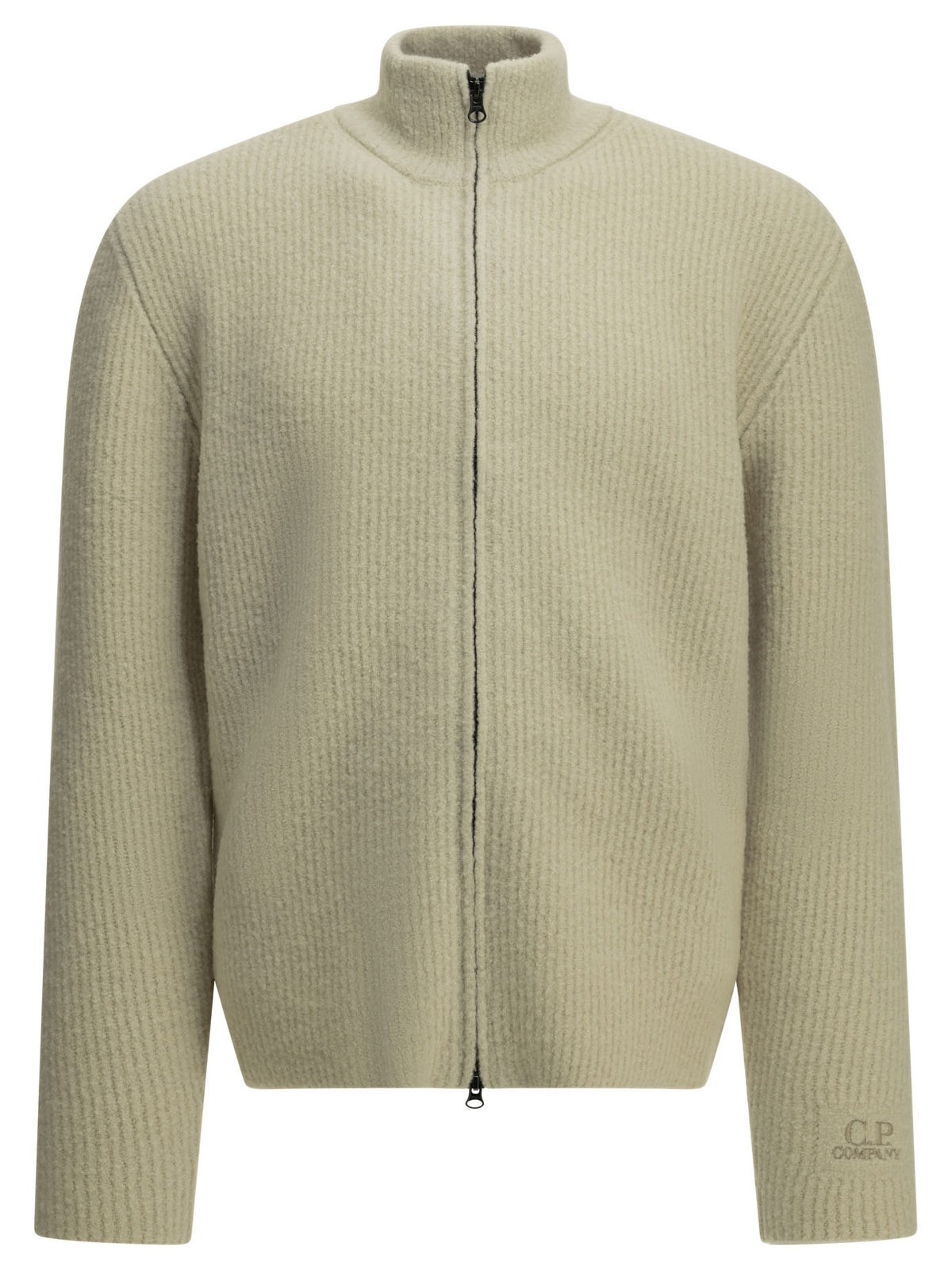 C.P. Company Zip-up sweater in bouclé wool - White