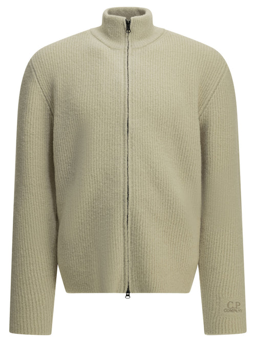 C.P. Company Zip-up sweater in bouclé wool - White