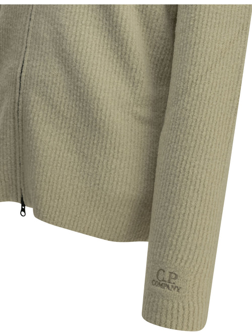 C.P. Company Zip-up sweater in bouclé wool - White