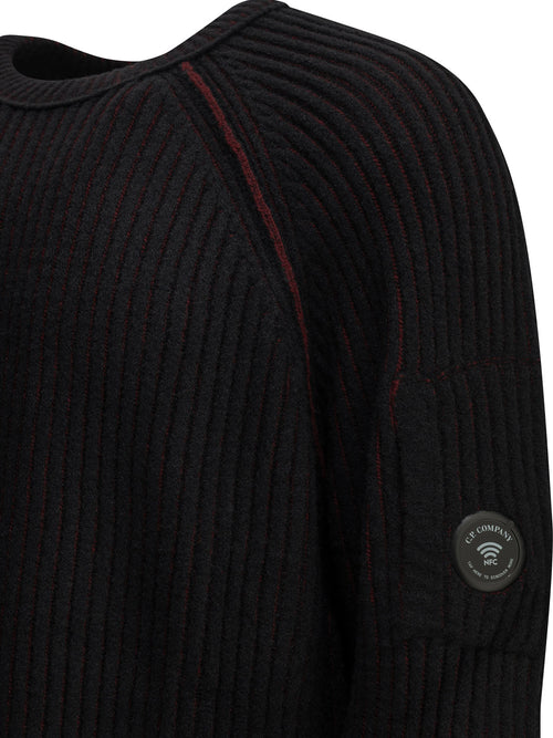 C.P. Company "Lens" Crew-Neck Sweater - Black