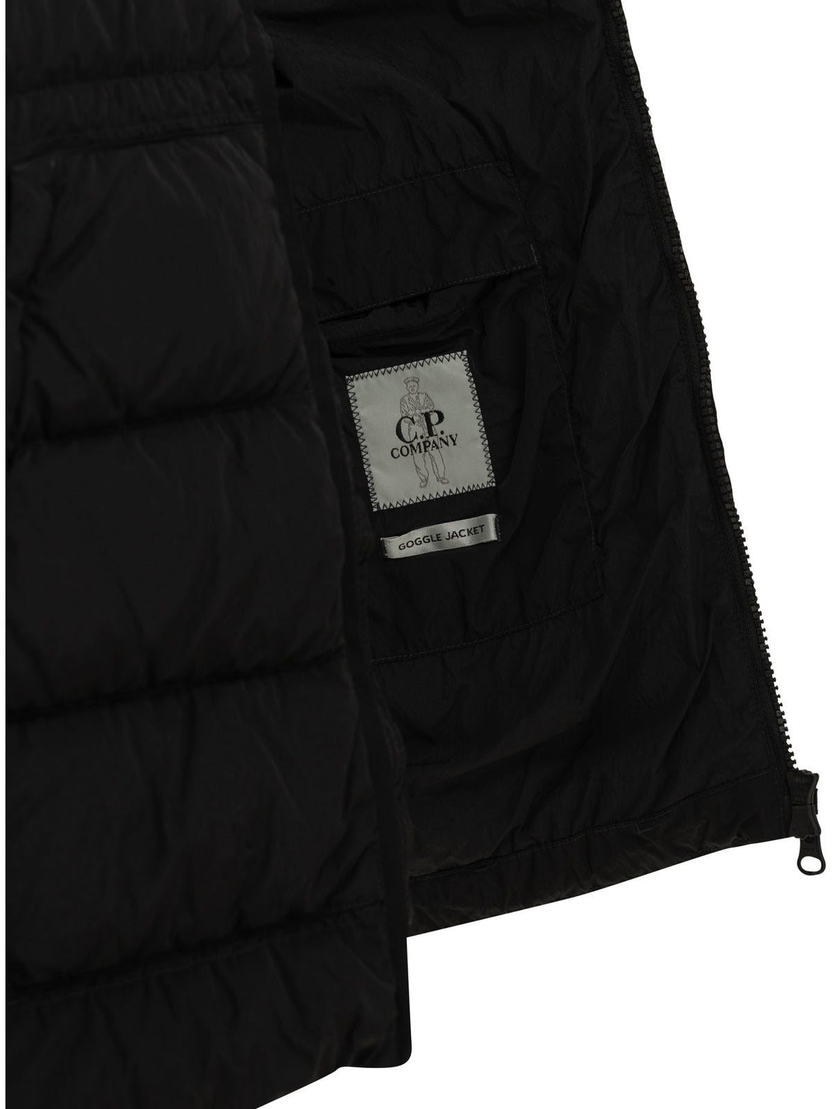 C.P. Company "Chrome-R Goggle" Short Down Jacket - Black