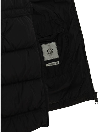 C.P. Company "Chrome-R Goggle" Short Down Jacket - Black
