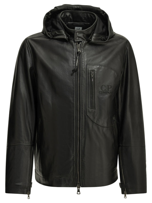 C.P. Company "Goggle" Leather Jacket - Black