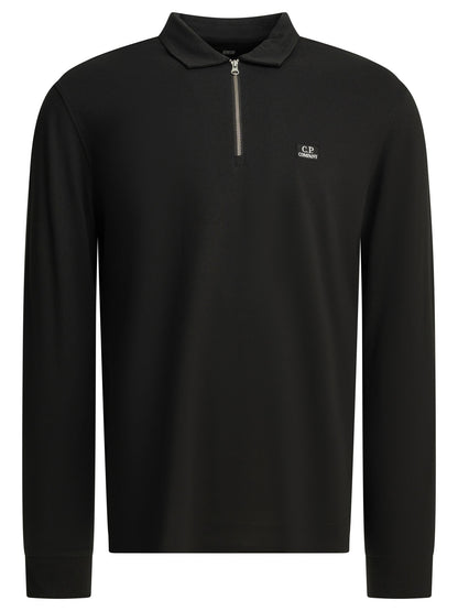 C.P. Company Half-zip polo shirt with logo - Black