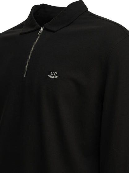 C.P. Company Half-zip polo shirt with logo - Black
