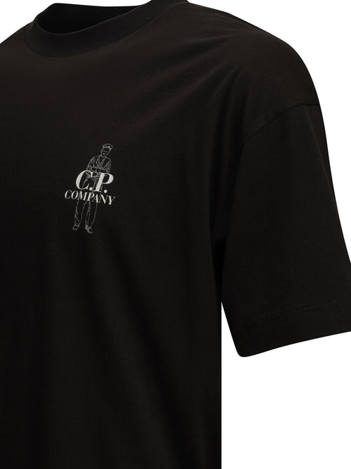 C.P. Company Crewneck T-shirt with logo - Black