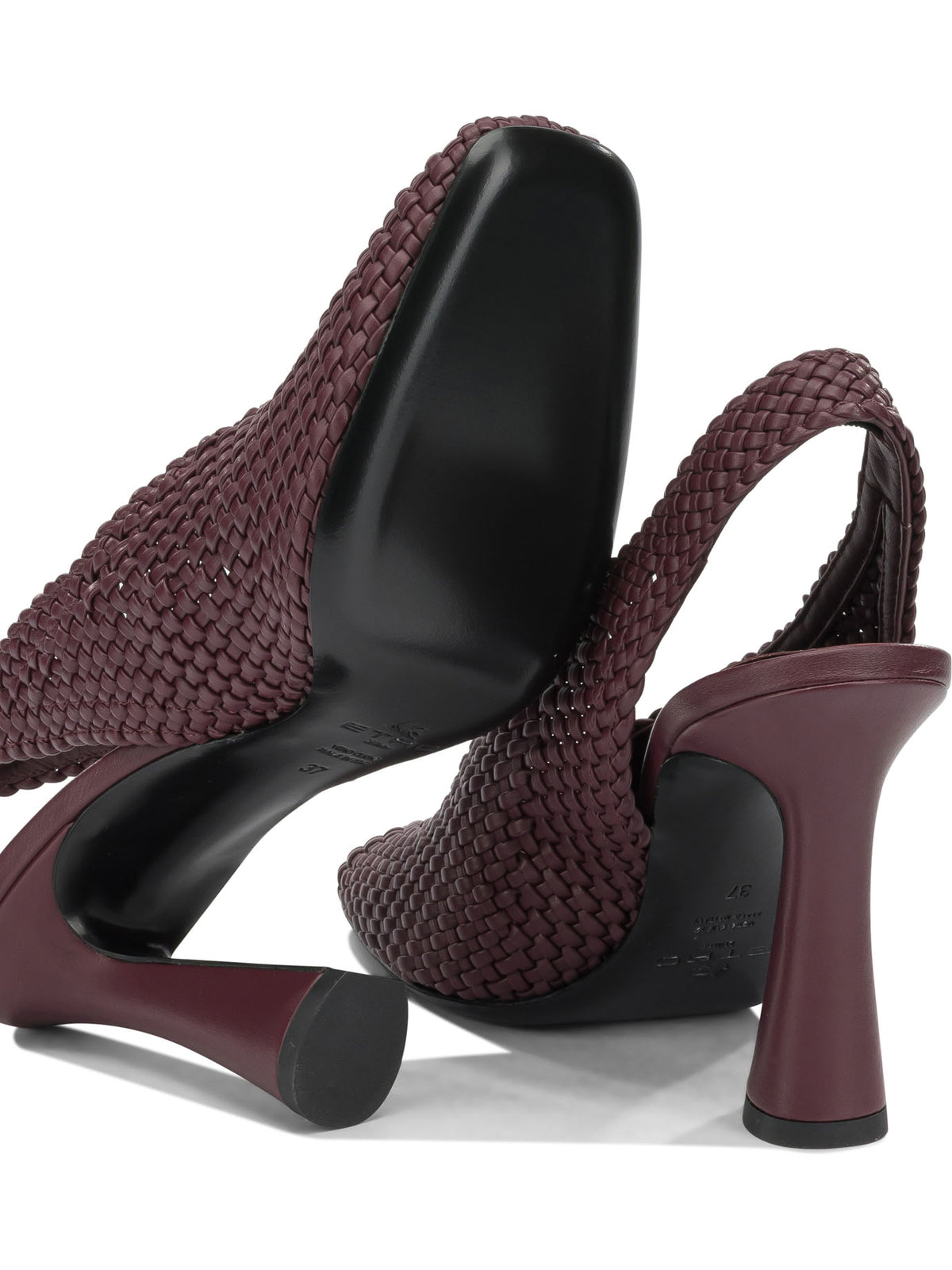 Etro 90MM Woven Slingbacks - Burgundy
