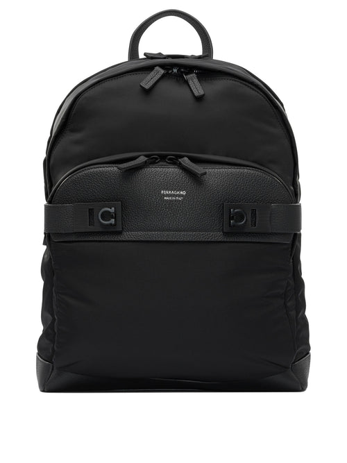Ferragamo "Gancini" Casual Backpack - Black