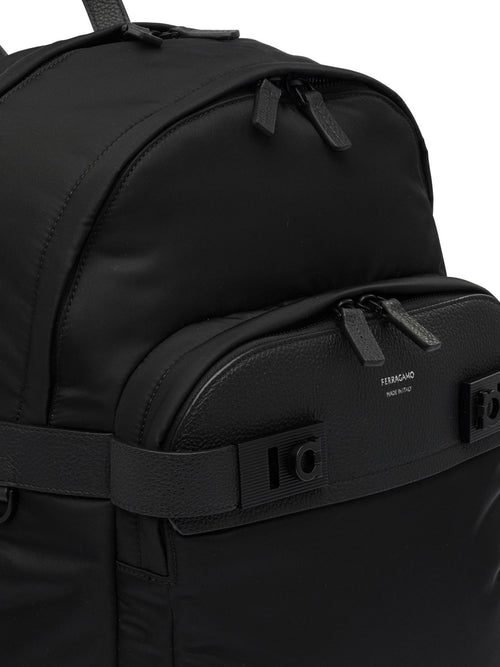 Ferragamo "Gancini" Casual Backpack - Black