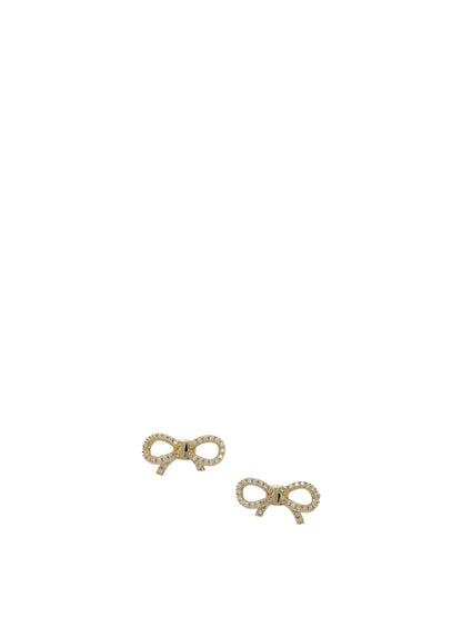 Ferragamo Bow earrings with rhinestones - Gold