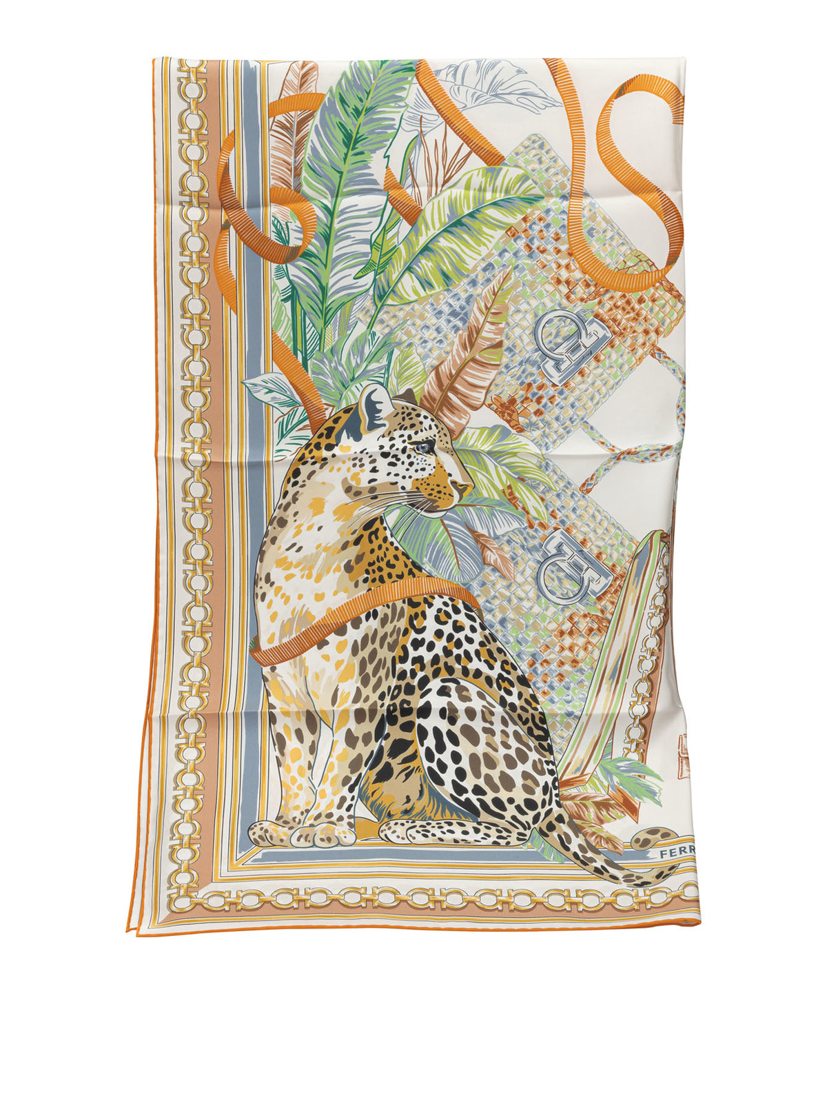 Ferragamo "Feline" Silk Scarf - Orange