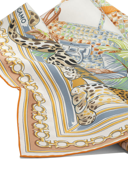 Ferragamo "Feline" Silk Scarf - Orange