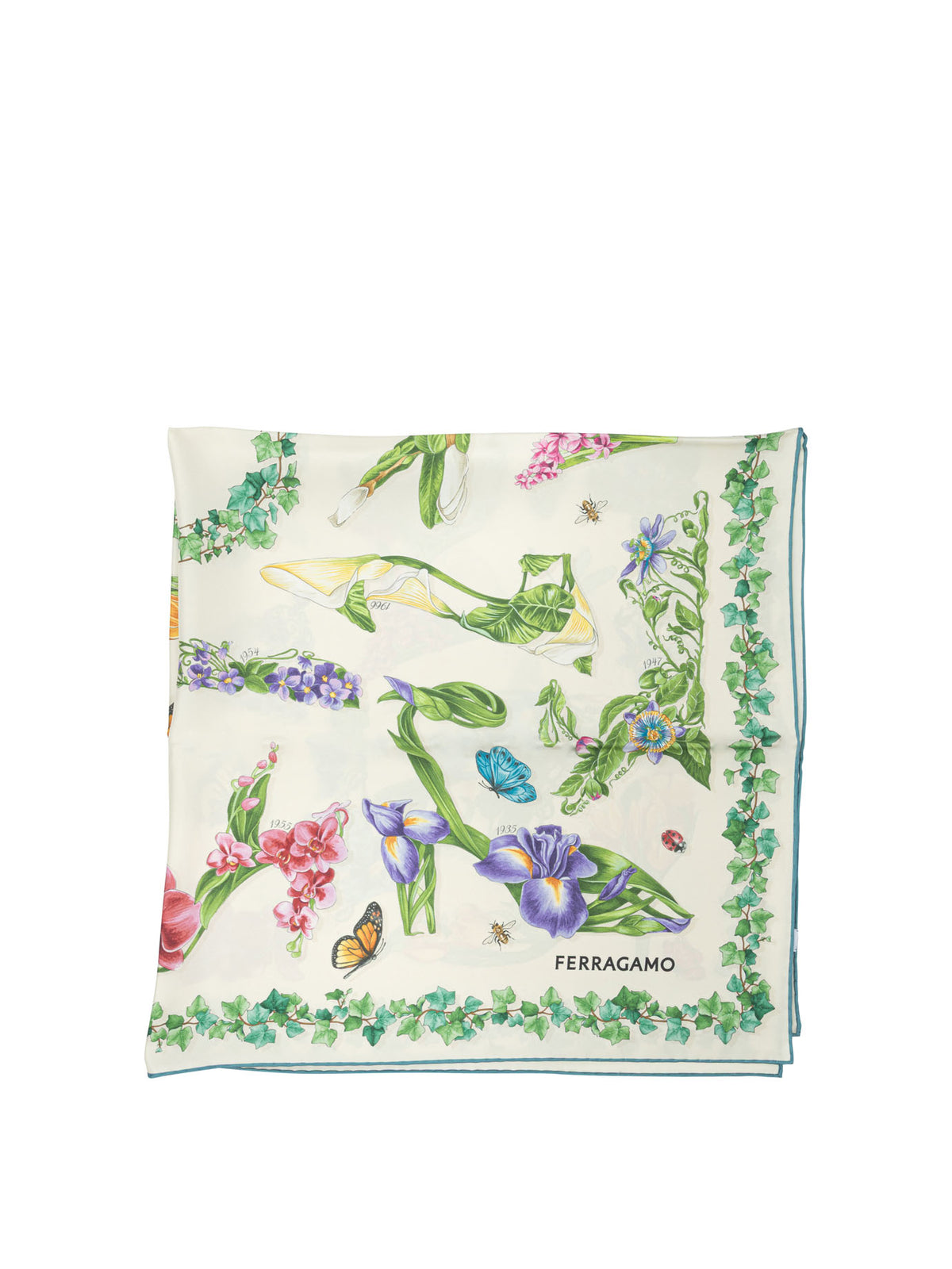 Ferragamo "Eden Shoes" silk scarf - White