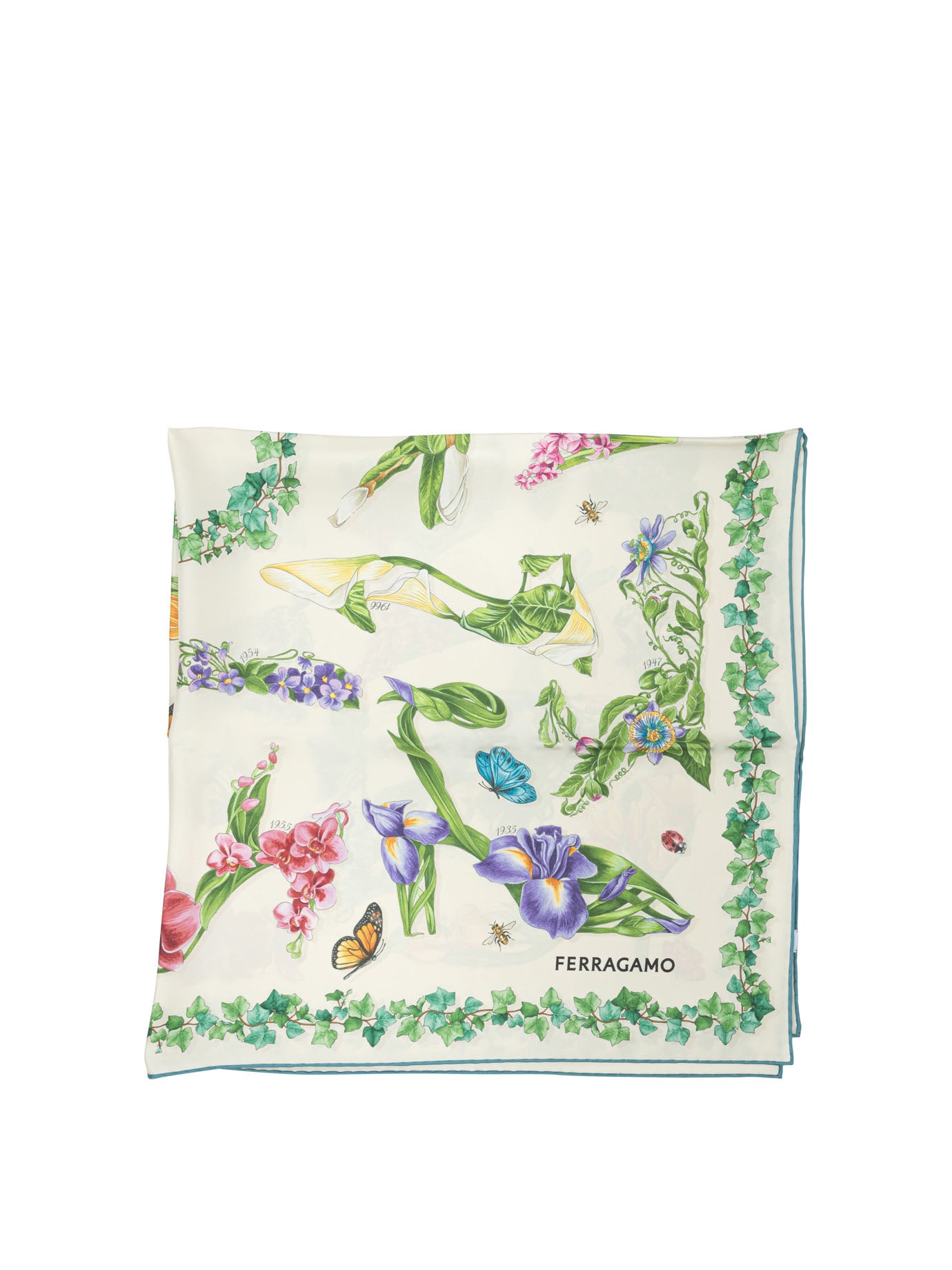 Ferragamo "Eden Shoes" silk scarf - White