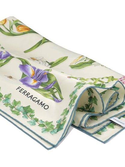 Ferragamo "Eden Shoes" silk scarf - White