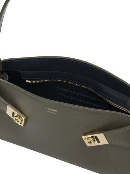 Ferragamo "Hug East-West" Medium Shoulder Bag - Green