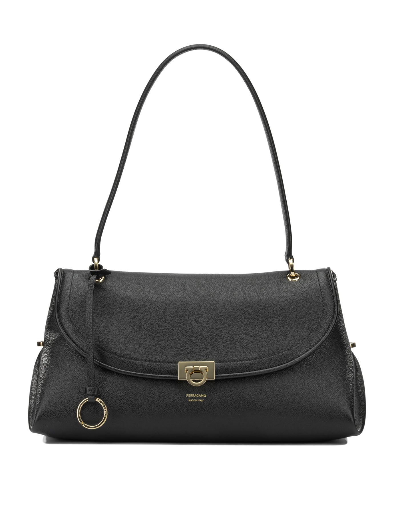 Ferragamo Medium "Gancini" Shoulder Bag - Black