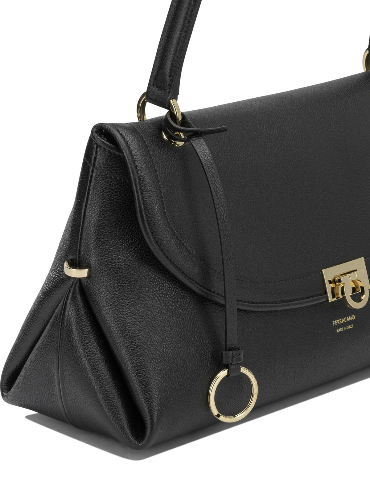Ferragamo Medium "Gancini" Shoulder Bag - Black