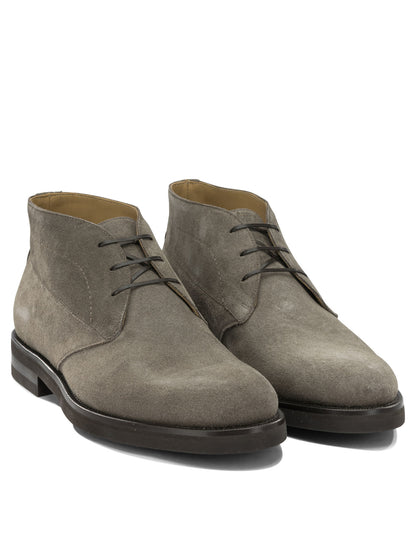 Ferragamo "Settimo" Lace-Up Ankle Boots - Grey