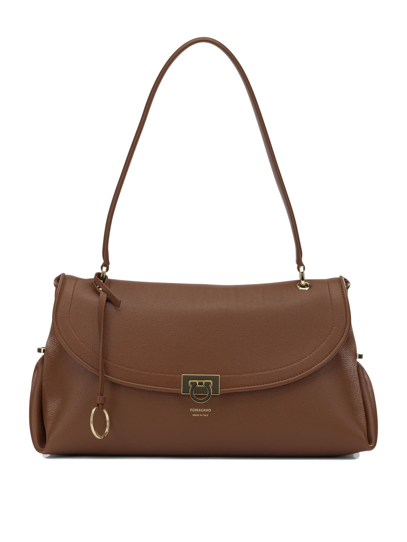 Ferragamo Medium "Gancini" Shoulder Bag - Brown
