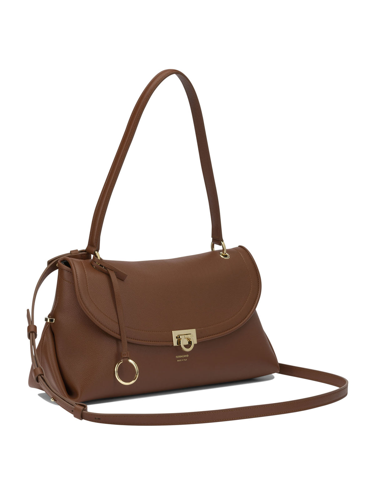 Ferragamo Medium "Gancini" Shoulder Bag - Brown