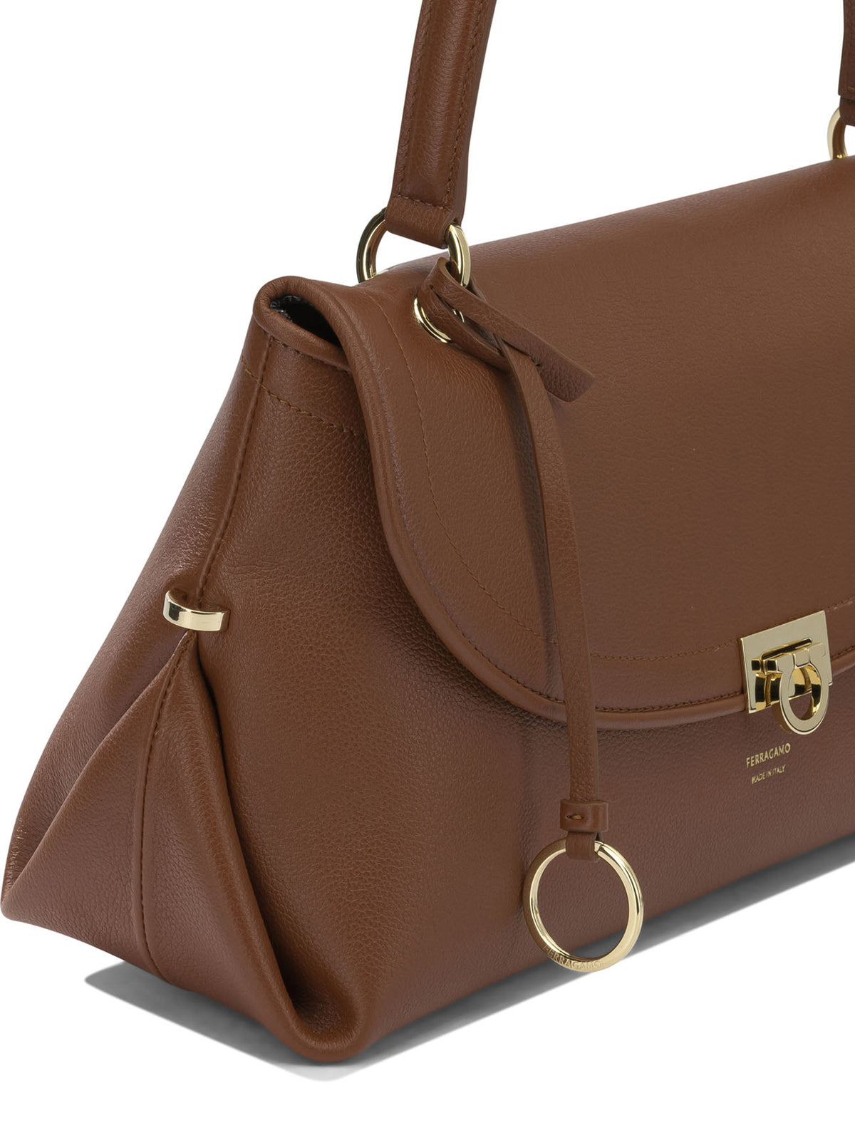 Ferragamo Medium "Gancini" Shoulder Bag - Brown