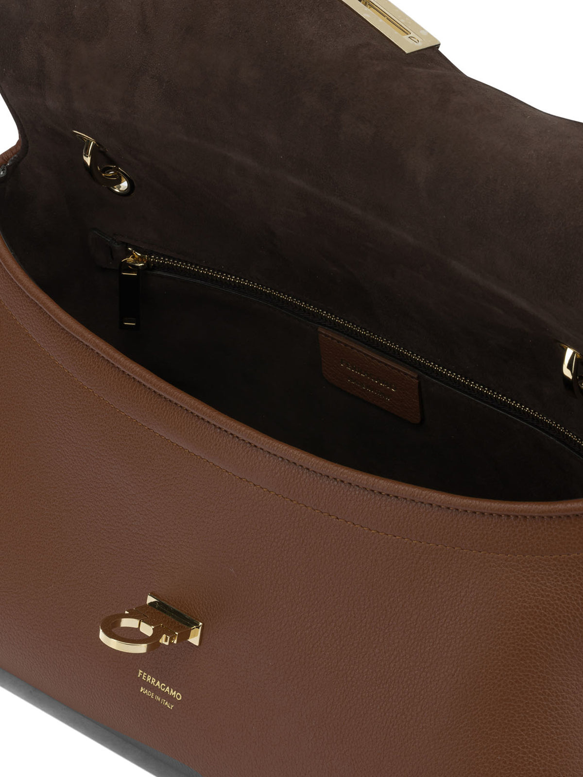 Ferragamo Medium "Gancini" Shoulder Bag - Brown