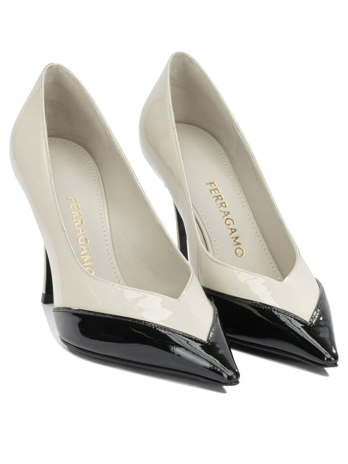Ferragamo "Yasmin 95MM" Pumps - White