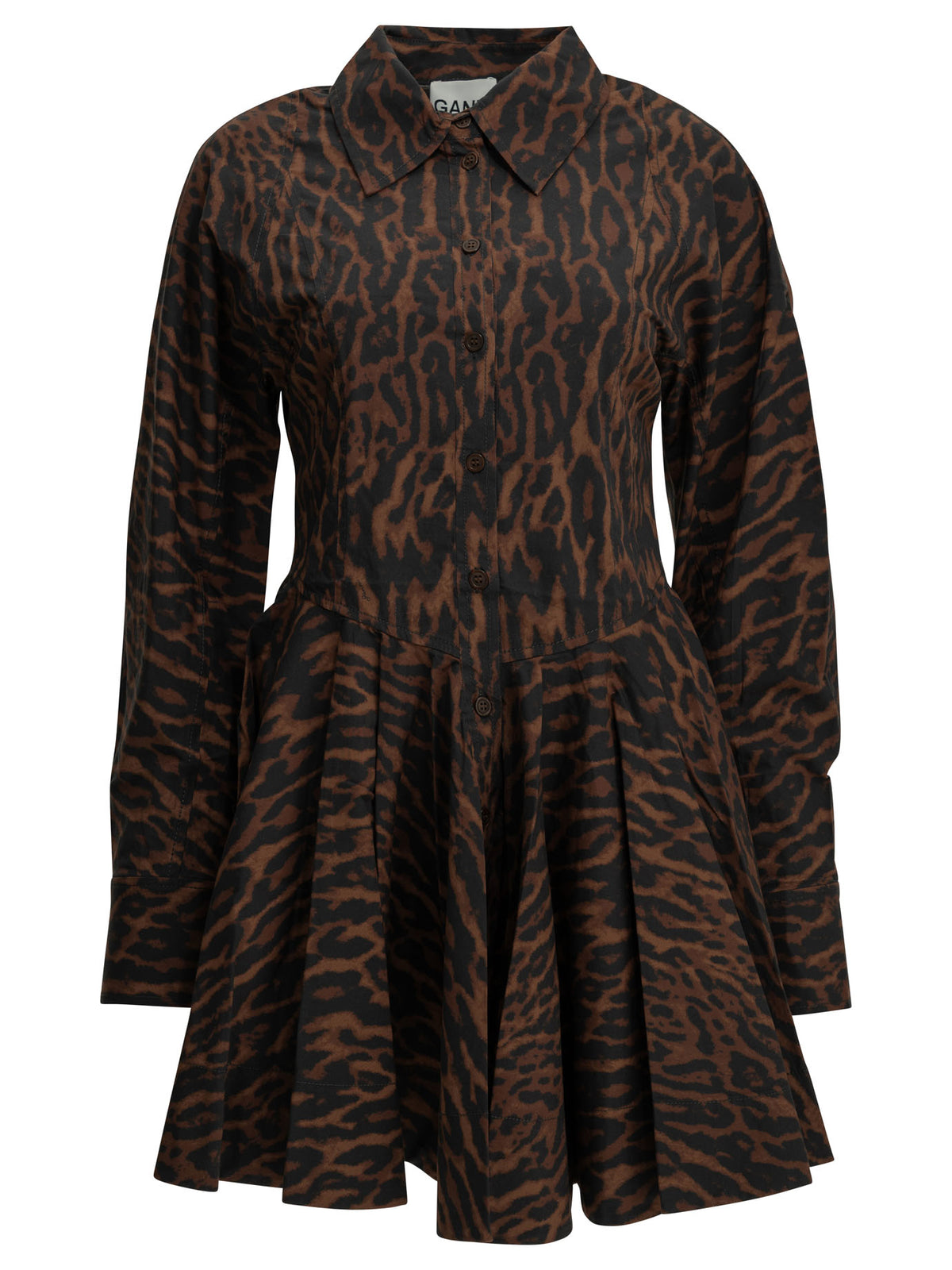 Ganni "Leopard" Short Dress - Brown