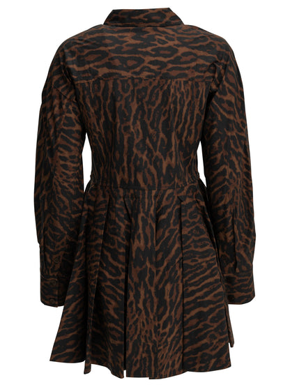 Ganni "Leopard" Short Dress - Brown