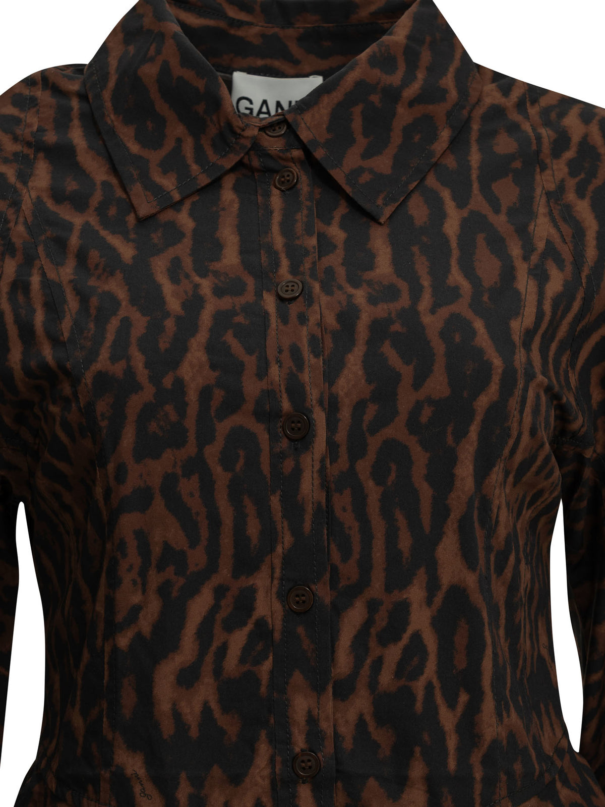 Ganni "Leopard" Short Dress - Brown
