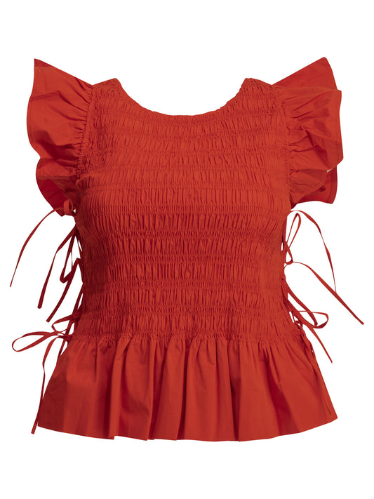 Ganni Casual pleated top - Red